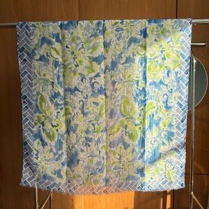 NWOT Floral Blue and Green Scarf